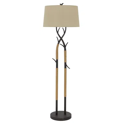 Cal Lighting Pecos Black Iron Tan Ropes Tree Branch Floor Lamp In Brown