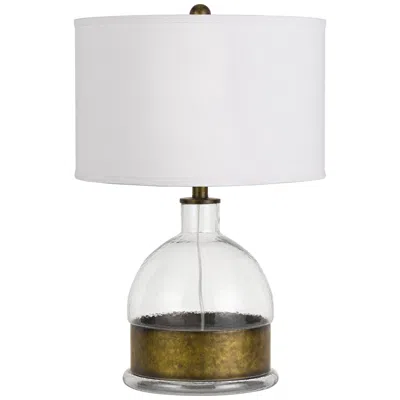 Cal Lighting Rapallo Clear Glass Table Lamp With Antique Brass Accents In White