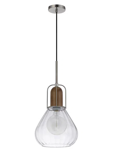 Cal Lighting Rochelle 22" Height Metal And Wood Pendant In Transparent