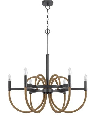 Cal Lighting Rowland 6 Light 31" Height Metal Chandelier In Brown