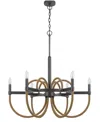 Cal Lighting Rowland 6 Light 31" Height Metal Chandelier In Burlap,charcoal Gray