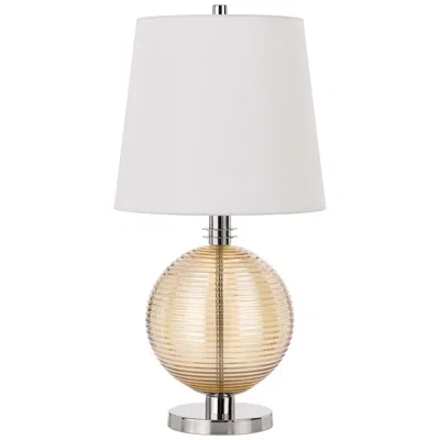 Cal Lighting Salisbury Smoky Amber Glass Table Lamp In White