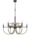 Cal Lighting Seagrove 6 Light 31" Height Metal Chandelier In Antique Brass,charcoal Gray,wood