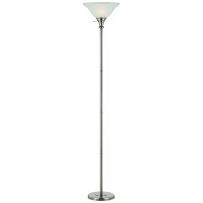 Cal Lighting Skyler 71" High Brushed Steel Torchiere Floor Lamp In White