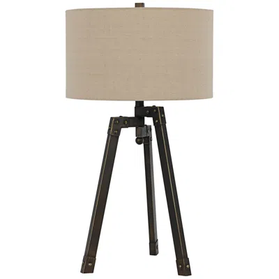 Cal Lighting Stearns Tripod Metal Table Lamp In Brown