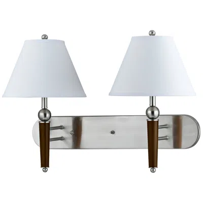 Cal Lighting Steel And Brown Rounded 2-light Wall Lamp In White