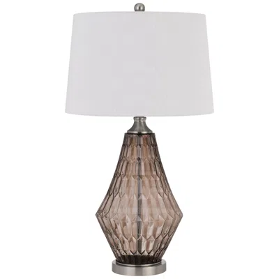 Cal Lighting Three-way Conover Smoky Glass Table Lamp In White
