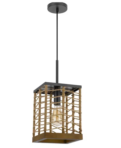 Cal Lighting Winfall 1 Light 18" Height Metal Pendant In Burlap,charcoal Gray