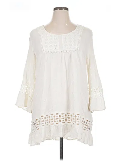 Pre-owned Cal Style 3/4 Sleeve Blouse In White
