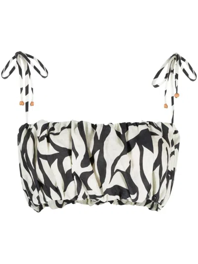 Cala De La Cruz Abstract-print Crop Top In White