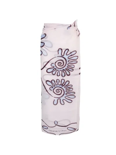 Cala De La Cruz Abstract-print Sarong Skirt In Neutral