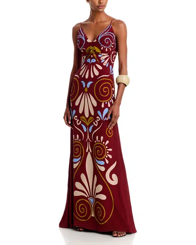 Cala De La Cruz Alba Ruched Maxi Dress In Brown