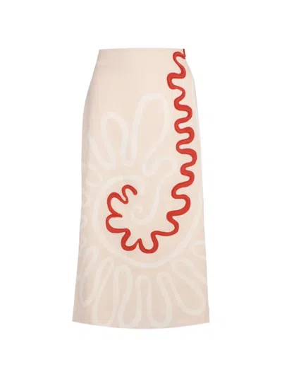 Cala De La Cruz A-line Linen Skirt In Neutral