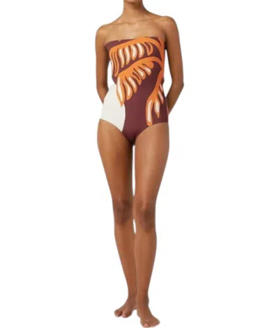 Cala De La Cruz Alison One Piece Swimsuit In Vista Wine In Multi