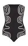 Cala De La Cruz Alison Strapless One-piece Swimsuit In Black,white