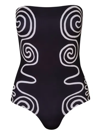 Cala De La Cruz Alison Tie-detail One Piece In Black