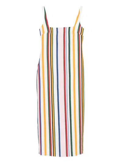 Cala De La Cruz Amaranta Square-neck Striped Midi Dress In Multi