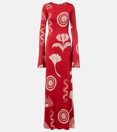 Cala De La Cruz Amay Snake Graphic-print Maxi Dress In Red