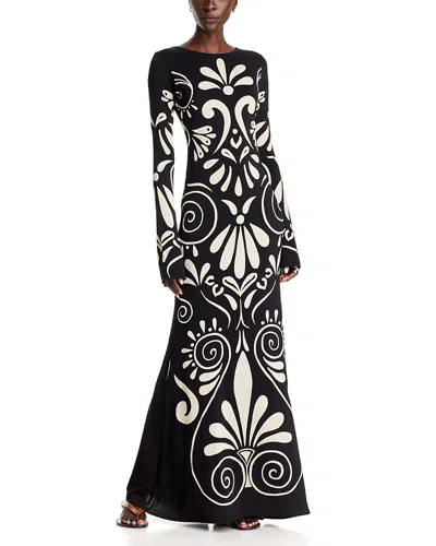 Cala De La Cruz Amay Printed Long Sleeve Maxi Dress In Multi