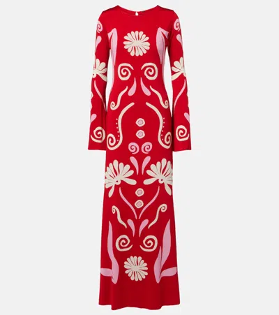 Cala De La Cruz Amay Printed Maxi Dress In Red