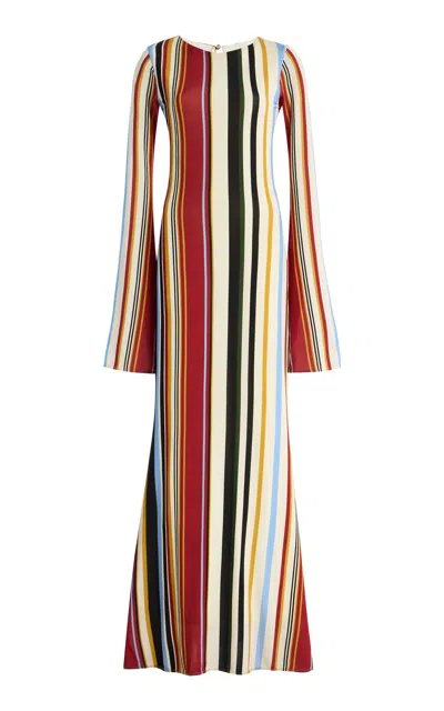 CALA DE LA CRUZ AMAY STRIPED KNIT MAXI DRESS