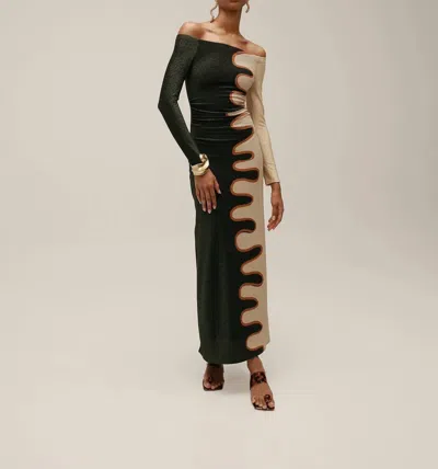 Cala De La Cruz Averi Dress In Black/ Brown