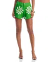 Cala De La Cruz Bahamas Linen Floral Print Shorts