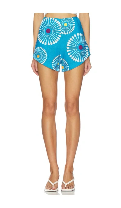 Cala De La Cruz Bahamas Floral-print Shorts In Blue