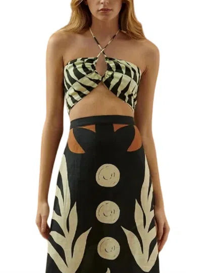 Cala De La Cruz Bari Top In Pira Black-white In Multi