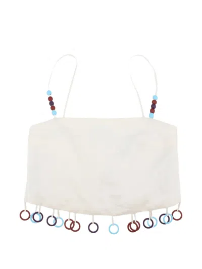 Cala De La Cruz Beaded-embellishment Top In White