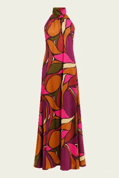 Cala De La Cruz Cadiz Maxi Dress In Vetrata In Multi