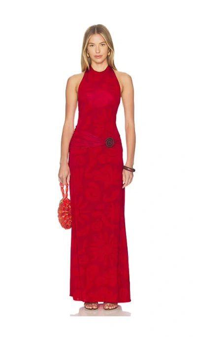 Cala De La Cruz Cairo Halter Dress In Red