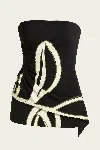 Cala De La Cruz Charlotte Printed Asymmetric Top In Black