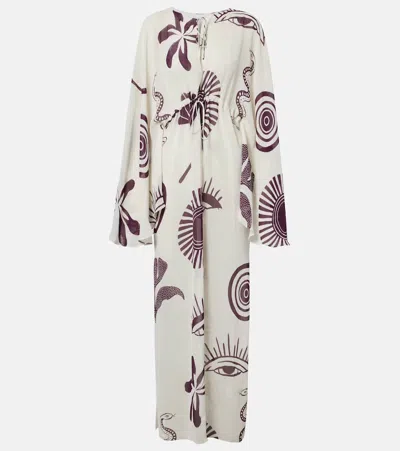 Cala De La Cruz Checked Maxi Dress In White