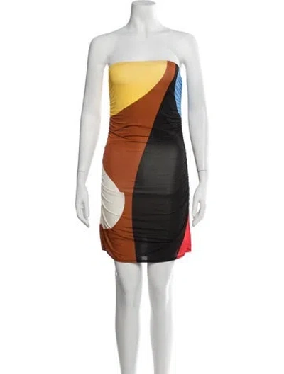 Pre-owned Cala De La Cruz Colorblock Pattern Mini Dress In Black
