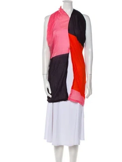 Pre-owned Cala De La Cruz Colorblock Pattern Mini Dress In Pink