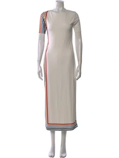 Pre-owned Cala De La Cruz Crew Neck Long Dress In Neutral