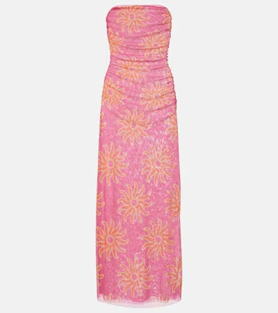 Cala De La Cruz Daphne Printed Midi Dress In Pink