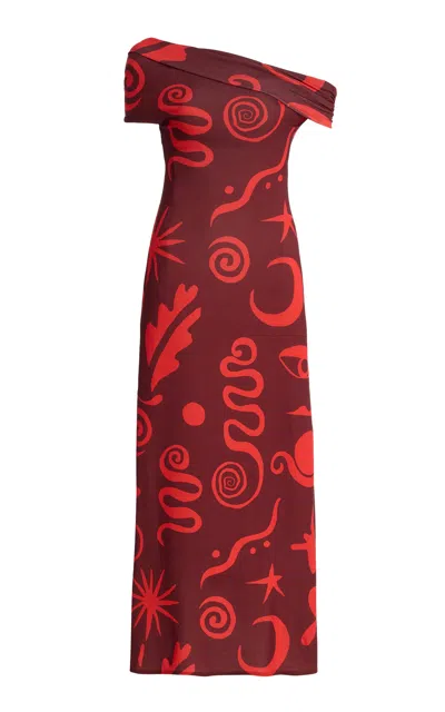 Cala De La Cruz Debora Off-the-shoulder Printed Jersey Maxi Dress