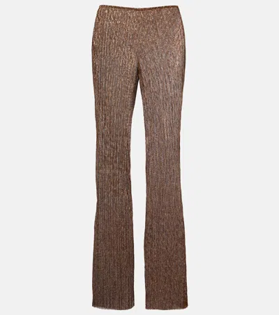 Cala De La Cruz Dries Lamé Flared Pants In Brown