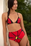 Cala De La Cruz Eliza Floral Bikini Bottom In Red