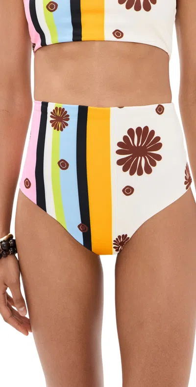Cala De La Cruz Elisa High Rise Bikini Bottom In Multi