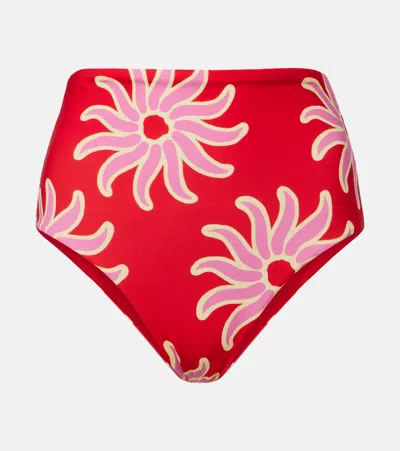 Cala De La Cruz Elisa Printed Bikini Bottoms In Red