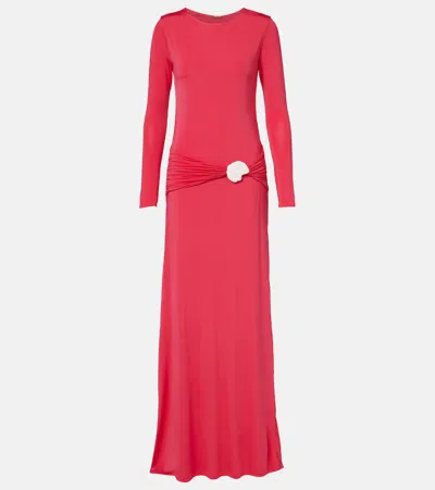 Cala De La Cruz Eres Gathered Jersey Maxi Dress In Red