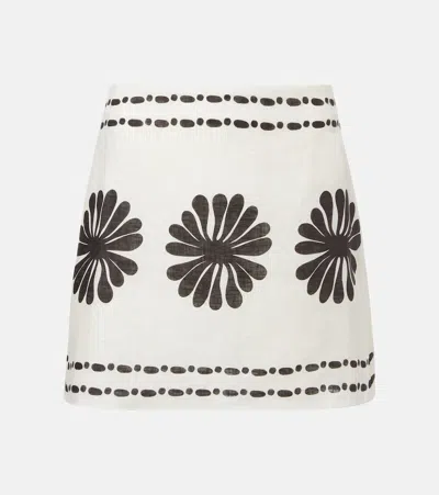 Cala De La Cruz Eve Floral Linen Miniskirt In White