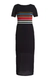 Cala De La Cruz Exclusive Alessia Striped Jersey Maxi Dress In Black