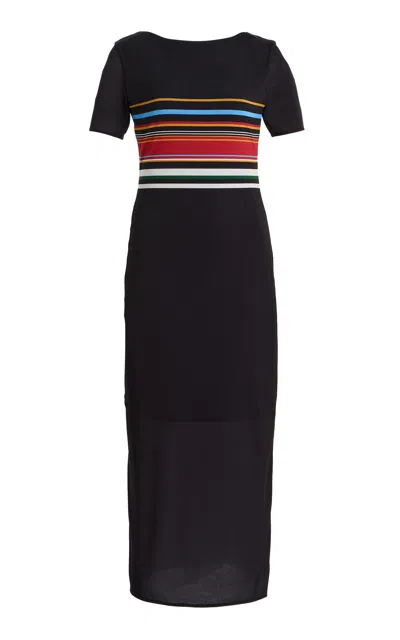 Cala De La Cruz Exclusive Alessia Striped Jersey Maxi Dress In Black