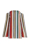 Cala De La Cruz Exclusive Camille Off-the-shoulder Striped Linen Mini Dress In Animal Print