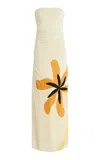 Cala De La Cruz Exclusive Daphne Strapless Printed Jersey Maxi Dress In White
