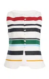 Cala De La Cruz Exclusive Genova Striped Linen Top In Multi